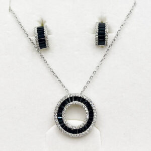 Sparkling Black Circle of Life Necklace Set