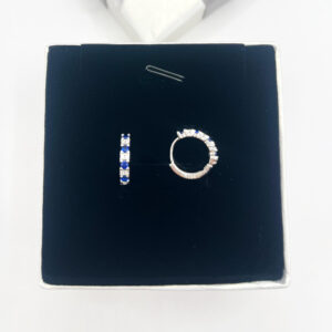 Blue and White CZ Huggies