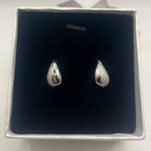 Silver CZ Design Pear Shaped Stud