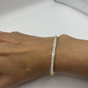 Open Bangle with White Chrystals