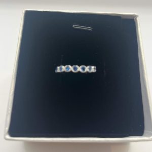 Blue Bezel Set 3MM Sterling Silver Ring