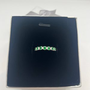 Emerald Green Bezel Set 3MM Sterling Silver Ring