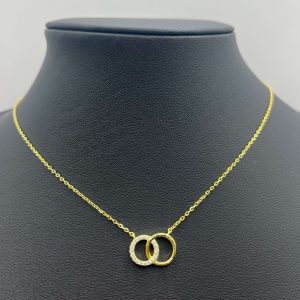 C.Z Double Circles Pendant with Chain